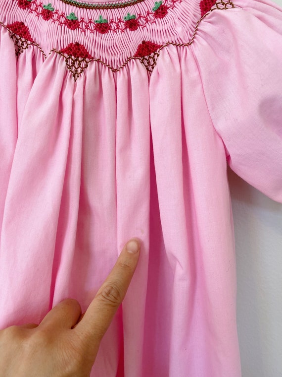 Vintage Handmade Smocked Pink Ice Cream and Straw… - image 4