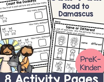 Paul and Silas Bible Activities | PreK-Kinder Sunday School Worksheets (PDF)