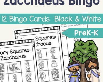 Zacchaeus Bible Bingo, Sunday School Activities, Church Games for kids