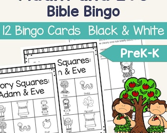 Adam and Eve Bible Bingo, Sunday School Activities, Church Games for kids