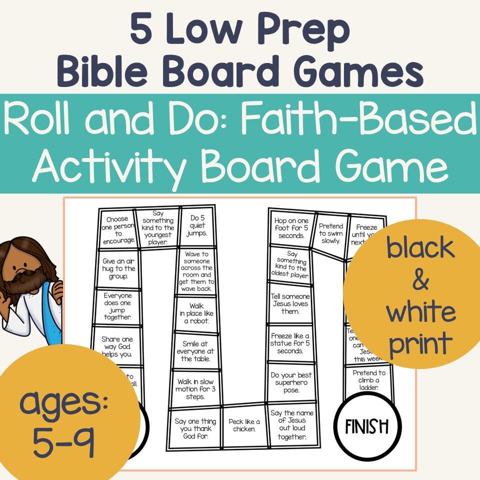 Faith-Based Bible Board Games, Low Prep Interactive Activity (Ages 5-9)