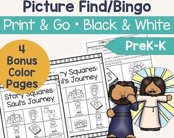 Saul Paul Bible Bingo, Sunday School Activities, Church Games for kids