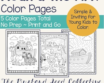 Noah's Ark Coloring Pages, Sunday School Activity (Digital Download)
