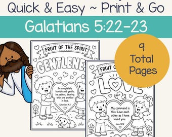 Fruit of the Spirit Coloring Pages, Galatians 5:22-23, Sunday School Activity