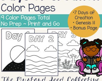 7 Days of Creation Coloring Pages Bundle | Bible Activities for PreK & Kinder