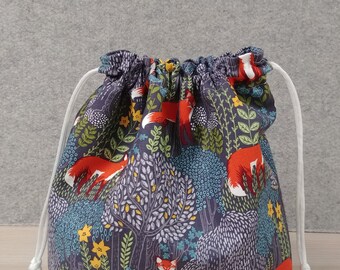 Autumn Foxes project bag zipper pouch