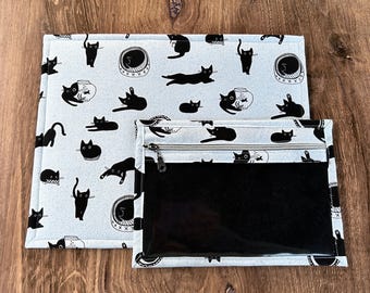 Vinyl Cross Stitch Project Bag - Embroidery bag - Project Bag - Knitting & Crochet Bag - Storage - Organizer - Cat Project Bag - Notions