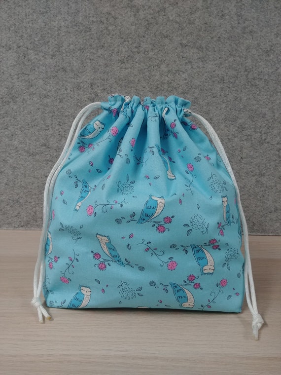 Owl Drawstring Bag Handmade Project Bag Knitting Bag | Etsy