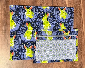 Bolsa de vinilo para proyectos de punto de cruz - Bolsa para bordado - Bolsa para proyectos - Bolsa para tejer y hacer ganchillo - Organizador - Bolsa para proyectos de conejito - Accesorios - Conejo
