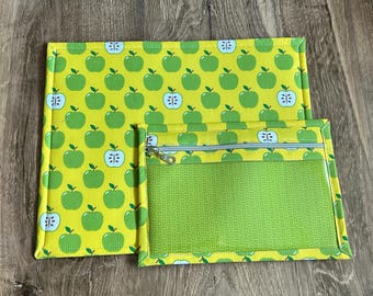 Vinyl Cross Stitch Project Bag - Embroidery bag - Project Bag - Knitting & Crochet Bag - Storage - Organizer - Apple Project Bag - Notions