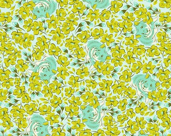 Free Spirit Tula Pink Besties Fabric - Chubby Cheeks - Clover - PWTP2218 - Cotton Fabric - 1 Yard - Dog