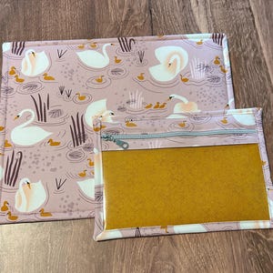 Vinyl Cross Stitch Project Bag - Project Bag - Knitting & Crochet Bag - Storage - Organizer - Swan - Bird -  Project Bag - Notions