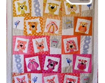 Dogface Quilt Pattern - Claire Turpin Designs - Creative Abundance - #CACT121 - Printed Paper Pattern - Multi Dogs - Applique