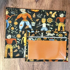 Vinyl Cross Stitch Project Bag - Embroidery bag - Project Bag - Knitting & Crochet Bag - Storage - Harvest Project Bag - Notions (BLACK)