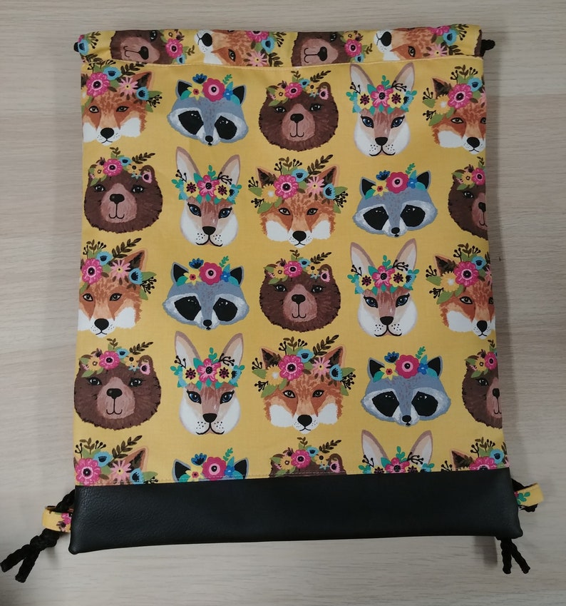 Raccoon Rabbit Sack Bear Handmade Drawstring Bag \u2013 Drawstring Backpack Toy Sack Fox Woodland Drawstring Bag On the Go Bag