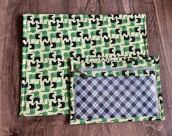 Vinyl Cross Stitch Project Bag - Embroidery bag - Project Bag - Knitting & Crochet Bag - Storage - Organizer - Cat Project Bag - Notions