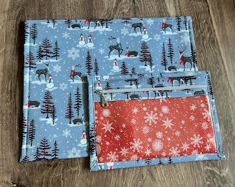 Vinyl Cross Stitch Project Bag - Embroidery bag - Project Bag - Knitting & Crochet Bag - Storage - Organizer - Notions - Woodland - Holiday