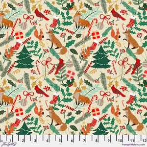 Free Spirit Christmas Spirit Fabric - Forest Evening - CREAM - Mia Charro - PWMC071.XCREAM - Cotton Fabric - 1 Yard