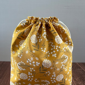 Flower Project Bag - Handmade - Drawstring Bag – Knitting Bag – Crochet Bag - Cross Stitch Bag - Bingo Bag - Flower - Floral - Toy Sack