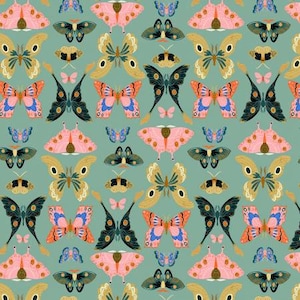May include: A seamless pattern featuring a variety of colorful butterflies with intricate details on a light blue background. The butterflies are in various sizes and positions, creating a dynamic and whimsical design.