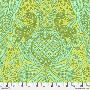 Free Spirit Tula Pink Roar Fabric - Gift Rapt - Lime - PWTP224.LIME  - Cotton Fabric - 1 Yard