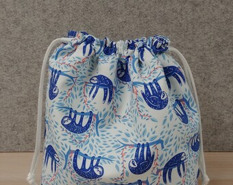 Bolsa para proyectos de perezoso - Hecha a mano - Bolsa con cordón - Bolsa para tejer - Bolsa de ganchillo - Bolsa de regalo - Bolsa para punto de cruz - Bolsa para bingo - Perezoso - Bolsas para juguetes