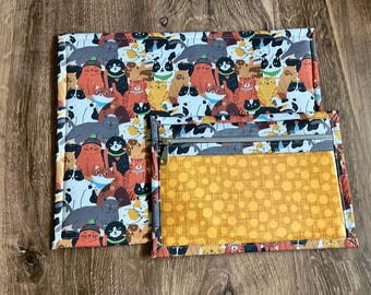Vinyl Cross Stitch Project Bag - Embroidery bag - Project Bag - Knitting & Crochet Bag - Storage - Organizer - Cat Project Bag - Notions