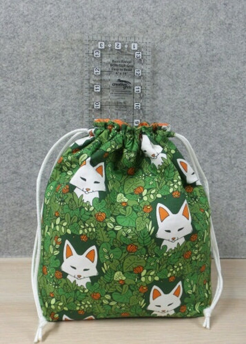 Floral Cross Stitch Bag Handmade Cross Stitch Bag Project Bag \u2013 Knitting Bag \u2013 Crochet Bag Fox Drawstring Bag Toy Sack Foxes