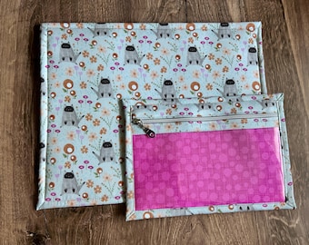 Vinyl Cross Stitch Project Bag - Embroidery bag - Project Bag - Knitting & Crochet Bag - Storage - Organizer - Cat Project Bag - Notions