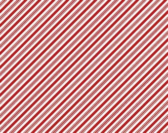 Timeless Treasures Fabric - Let it Snow - Red Candy Cane Diagonal Stripes - CD1465-RED - Gail Cadden - Cotton Fabric - 1 Yard