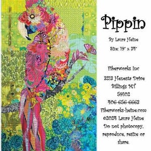 Laura Heine Parrot Collage Pattern - Pippin Parrot - #FWLHPPN - Fiberworks Inc - Quilt Pattern - Bird