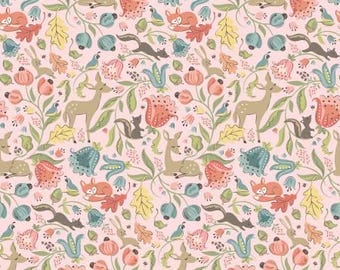 Poppie Cotton Woodland Fabric - Blush Deer Meadow - Wildwood by Sheri McCulley Collection - #WW25102 - Cotton - 1 Yard
