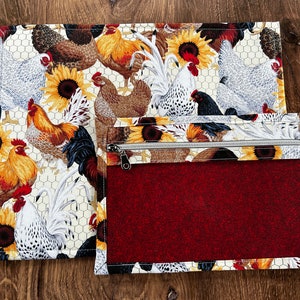 Vinyl Cross Stitch Project Bag - Embroidery bag - Project Bag - Knitting & Crochet Bag - Organizer - Chicken Project Bag - Notions - Farm