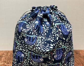 Bolsa para proyectos de perezoso - Hecha a mano - Bolsa con cordón - Bolsa para tejer - Bolsa de ganchillo - Bolsa de regalo - Bolsa para punto de cruz - Bolsa para bingo - Perezoso - Bolsas para juguetes