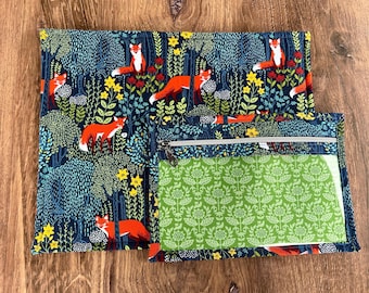 Vinyl Cross Stitch Project Bag - Embroidery bag - Project Bag - Knitting & Crochet Bag - Storage - Organizer - Fox Project Bag - Notions