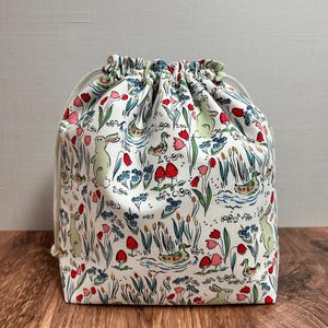 Rabbit Project Bag - Handmade - Drawstring Bag – Knitting Bag – Crochet Bag - Cross Stitch Bag - Bingo Bag - Bunny - Woodland - Floral