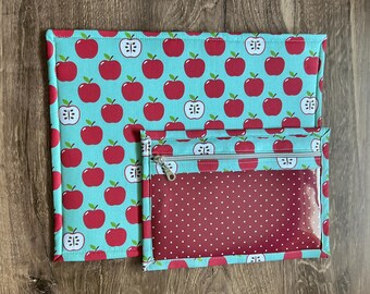 Vinyl Cross Stitch Project Bag - Embroidery bag - Project Bag - Knitting & Crochet Bag - Storage - Organizer - Apple Project Bag - Notions
