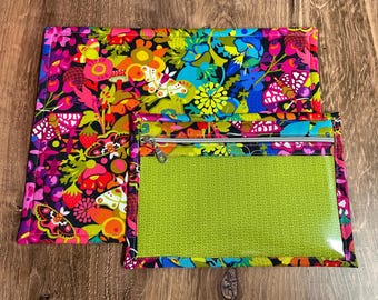 Vinyl Cross Stitch Project Bag - Embroidery Bag - Project Bag - Knitting & Crochet Bag - Organizer - Notions - Flower - Floral - Butterfly