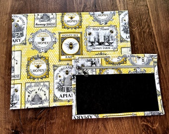 Vinyl Cross Stitch Project Bag - Embroidery bag - Project Bag - Knitting & Crochet Bag - Storage - Organizer - Notions - Floral - Bee