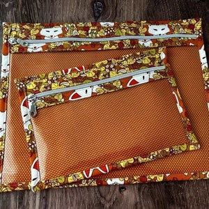 Vinyl Cross Stitch Project Bag - Embroidery bag - Project Bag - Knitting & Crochet Bag - Storage - Organizer - Fox Project Bag - Notions