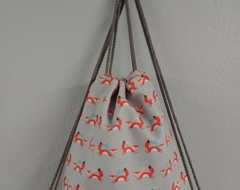 Fox Childrens Animal Draw String Backpack Sport Pack Tote Bag 