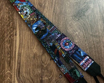 Floral Adjustable Handmade Fabric Camera Strap  - DSLR Strap - Photography Accessories - Stain Glass - Gift