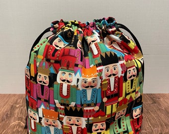 Bolsa para proyecto Cascanueces - Bolsa con cordón - Bolsa para tejer - Bolsa de ganchillo - Bolsa para juguetes - Bolsa para bingo - Bolsa para punto de cruz - Ballet - Navidad
