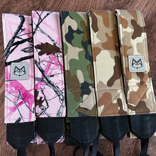 Camo Adjustable Handmade Fabric Camera Strap  - DSLR Strap - Photography Accessories - Camouflage - Gift