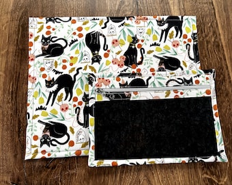 Vinyl Cross Stitch Project Bag - Embroidery bag - Project Bag - Knitting & Crochet Bag - Storage - Organizer - Cat Project Bag - Notions