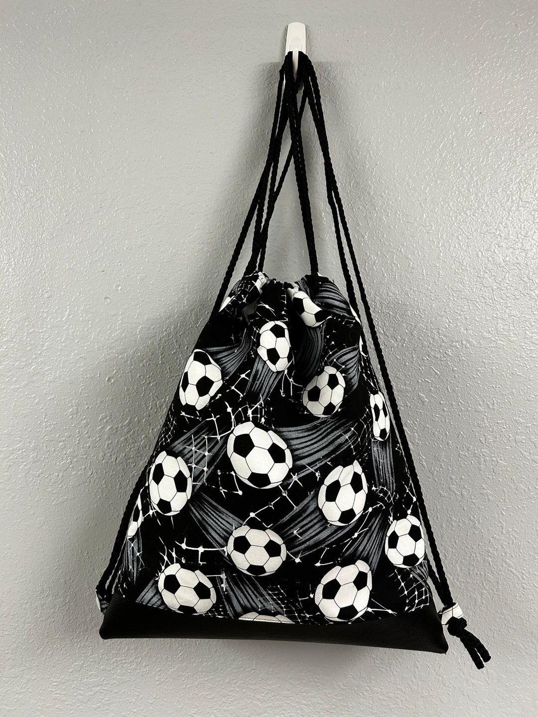 Soccer Drawstring Bag Handmade Drawstring Bag Drawstring Etsy