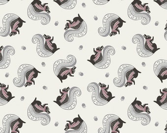 Benartex Woodland Magic Squirrel Porcelain Fabric - Jessica Flick - Squirrel - Cotton Fabric - 1 Yard