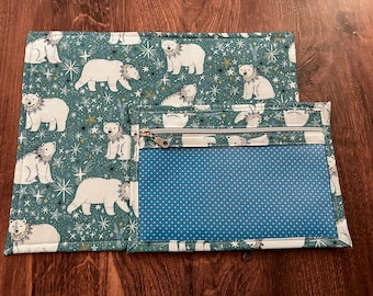 Vinyl Cross Stitch Project Bag - Embroidery bag - Project Bag - Knitting & Crochet Bag - Storage - Organizer - Notions - Polar Bear