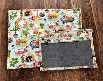 Vinyl Cross Stitch Project Bag - Embroidery bag - Project Bag - Knitting & Crochet Bag - Storage - Organizer - Cat Project Bag - Notions