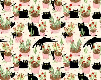 Dear Stella Cat Fabric -Sweet Purrennials - Dawn Amewsing - Leezaworks Collection - #ST-DLW3111DAWN - Cotton - Fabric by the Yard